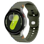 Cinturino in silicone con fibbia inversa cucita a grana ondulata per Samsung Galaxy Watch 7 da 40 mm / 44 mm (verde militare)