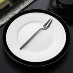 Design da appendere a parete a forma di V in acciaio inossidabile Design semplice Cucchiaino da caffè Forchetta Manico lungo creativo Stoviglie per mescolare, Stile: Forchetta, Colore: Nero
