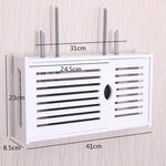 Scatola router Wi-Fi Scatola portaoggetti con staffa per mensola a parete in PVC, dimensioni: 41x23x8,5 cm (otturatore)