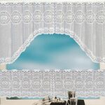 Tenda da caffè traslucida bianca Tulle Pizzo Trasparente Tende jacquard lavorate a maglia Tende da camera da letto, Dimensioni: Tenda superiore e inferiore (JHM-06)