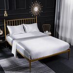 Home Set di lenzuola con lenzuolo piatto in quattro pezzi di seta con simulazione di seta del ghiaccio, dimensioni: US-Full / UK-D: 138x190x40cm (bianco)