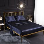 Home Set di lenzuola con lenzuolo piatto in quattro pezzi di seta con simulazione di seta del ghiaccio, dimensioni: US-Queen / UK-K: 153x203x40cm (blu reale)