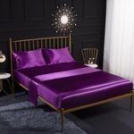 Home Set di lenzuola con lenzuolo piatto in quattro pezzi di seta con simulazione di seta del ghiaccio, dimensioni: US-Queen / UK-K: 153x203x40cm (viola)