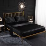 Set lenzuolo con angoli per federa a quattro pezzi in seta con simulazione di seta di ghiaccio per la casa, dimensioni: re degli Stati Uniti: 198 * 203 * 40 cm (nero)