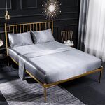 Set lenzuolo con angoli per federa a quattro pezzi in seta con seta di seta per casa, dimensioni: re degli Stati Uniti: 198 * 203 * 40 cm (grigio)
