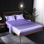 Set lenzuolo con angoli per federa a quattro pezzi in seta con simulazione di seta di ghiaccio per la casa, dimensioni: US-King: 198 * 203 * 40 cm (viola blu)
