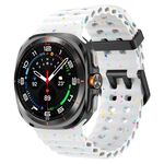Cinturino in silicone con doppia fibbia e pois colorati per Samsung Galaxy Watch Ultra 47mm (bianco)