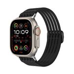 Cinturino per Apple Watch da 46 mm / 49 mm / 45 mm / 44 mm in nylon traspirante con intreccio a filo (nero)