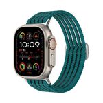 Cinturino per Apple Watch da 46 mm / 49 mm / 45 mm / 44 mm in nylon traspirante con intreccio a filo (verde acqua)