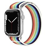 Cinturino per Apple Watch 46 mm / 49 mm / 45 mm / 44 mm xDfind in nylon a doppia sezione (arcobaleno bianco)