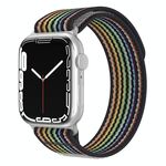 Cinturino per Apple Watch 42 mm / 41 mm / 40 mm / 38 mm xDfind in nylon a doppia sezione (arcobaleno nero)