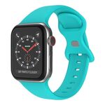 Cinturino in silicone con fibbia a farfalla xDfind per Apple Watch 42 mm / 41 mm / 40 mm / 38 mm (verde acqua)