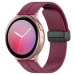 Cinturino per orologio in silicone con fibbia pieghevole nera e testa piatta xDfind da 20 mm (rosso vino)