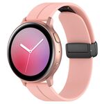 Cinturino per orologio in silicone con fibbia pieghevole nera e testa piatta xDfind da 22 mm (rosa chiaro)