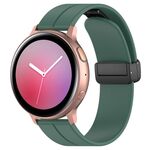 Cinturino per orologio in silicone con fibbia pieghevole nera xDfind a testa piatta, 22 mm (verde scuro)