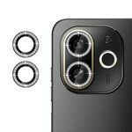 Per Tecno Pop 9 Klebol - Protezione per obiettivo della fotocamera con anello diamantato (nero)
