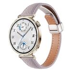 Cinturino per orologio in vera pelle con fibbia magnetica pieghevole, sottile, da 20 mm, effetto litchi (viola nebbia)