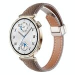 Cinturino per orologio in vera pelle con fibbia magnetica pieghevole, sottile, da 20 mm, effetto litchi (bronzo)