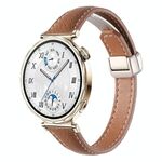 Cinturino per orologio in vera pelle con fibbia magnetica pieghevole, sottile, da 20 mm, con trama Litchi (marrone)