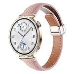 Cinturino per orologio in vera pelle con fibbia magnetica pieghevole, sottile, effetto litchi, da 18 mm (rosa)