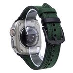 Cinturino in pelle pull-up con fibbia a tre stelle a 7 linee per Apple Watch da 46 mm / 49 mm / 45 mm / 44 mm (filo nero verde Crazy Horse)