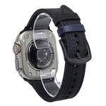 Cinturino in pelle pull-up con fibbia a tre stelle a 7 linee per Apple Watch da 46 mm / 49 mm / 45 mm / 44 mm (filo blu nero)