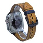 Cinturino in pelle pull-up con fibbia a tre stelle a 7 linee per Apple Watch da 46 mm / 49 mm / 45 mm / 44 mm (filo blu marrone chiaro Crazy Horse)
