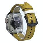 Cinturino in pelle pull-up con fibbia a tre stelle a 7 linee per Apple Watch da 46 mm / 49 mm / 45 mm / 44 mm (filo bianco giallo chiaro)
