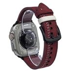 Cinturino in pelle pull-up con fibbia a tre stelle a 7 linee per Apple Watch da 42 mm / 41 mm / 40 mm / 38 mm (filo bianco bordeaux)