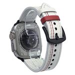Cinturino in pelle pull-up con fibbia a tre stelle a 7 linee per Apple Watch da 42 mm / 41 mm / 40 mm / 38 mm (filo rosso beige)