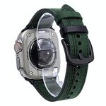 Cinturino in pelle pull-up con fibbia a tre stelle a 7 linee per Apple Watch da 42 mm / 41 mm / 40 mm / 38 mm (filo nero verde Crazy Horse)