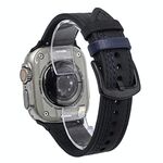 Cinturino in pelle pull-up con fibbia a tre stelle a 7 linee per Apple Watch da 42 mm / 41 mm / 40 mm / 38 mm (filo blu nero)