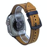 Cinturino in pelle pull-up con fibbia a tre stelle a 7 linee per Apple Watch da 42 mm / 41 mm / 40 mm / 38 mm (filo blu marrone chiaro Crazy Horse)