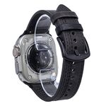 Cinturino in pelle pull-up con fibbia a tre stelle a 7 linee per Apple Watch da 42 mm / 41 mm / 40 mm / 38 mm (filo grigio nero)