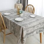 Tovaglia vintage popolare tovaglia rettangolare in lino Tovaglia in legno antipolvere per ristorante, dimensioni: 140x220cm (grigio)