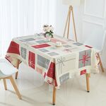 Tovaglia impermeabile in lino criptato per uso domestico, dimensioni: 140x140 cm (griglie bianche rosse)