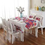 Tovaglia in lino motivo retrò per cena Decorazioni per la casa Tovaglia antipolvere, dimensioni: 140x140 cm (elementi a reticolo)