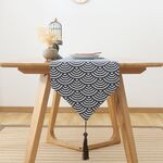 Tovaglia retrò in cotone e lino tavolo da pranzo tavolo da pranzo bandiera retrò, dimensioni: 30x160 cm (scala)