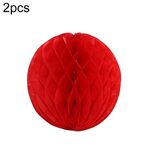 2 PCS Decorazione della stanza dei matrimoni Decorazione festiva del centro commerciale Lanterna a sfera a nido d'ape in carta, Dimensioni: 8 pollici 20 cm (Rosso)