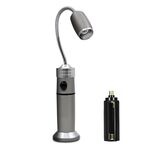 Multifunzionale con carica magnetica, rotazione dello zoom rotante, torcia abbagliante, batteria a secco XPE (argento)