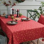Tovaglia per feste natalizie in cotone di lino, tovaglia abbronzante, rettangolare, dimensioni: 140x300 cm (rosso)