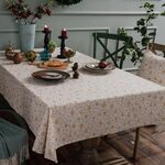 Tovaglia per feste natalizie in cotone e lino, tovaglia abbronzante, rettangolare, dimensioni: 140x300 cm (bianco)