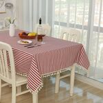 Tovaglia da pranzo in cotone, tovaglia decorativa, dimensioni: 70x70 cm (strisce rosse rosa)