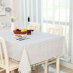 Tovaglia da pranzo in cotone, tovaglia decorativa, dimensioni: 70x70 cm (griglia bianca beige)