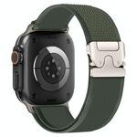 Cinturino per Apple Watch 46mm / 49mm / 45mm / 44mm xDfind in nylon con fibbia in titanio e bottone a pressione (verde)