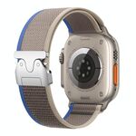 Per Apple Watch 46mm / 49mm / 45mm / 44mm xDfind Cinturino in nylon con fibbia in titanio e bottone a pressione (blu grigio)