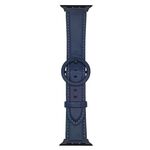 Cinturino in pelle con fibbia rotonda xDfind per Apple Watch 42 mm / 41 mm / 40 mm / 38 mm (blu notte)
