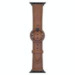 Cinturino in pelle con fibbia rotonda xDfind per Apple Watch 42 mm / 41 mm / 40 mm / 38 mm (giallo marrone)
