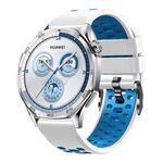Cinturino per orologio in silicone traspirante bicolore a tre file da 22 mm (bianco e blu)