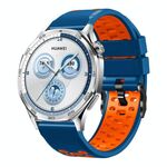Cinturino per orologio in silicone traspirante bicolore a tre file da 22 mm (blu reale arancione)